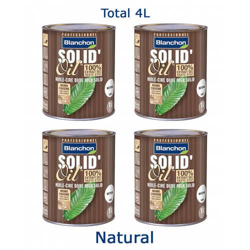 Blanchon SOLID'OIL 4 ltr (four 1 ltr cans)  NATRAL 100% 04402809 (BL)